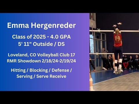 Video of 2024 RMR Showdown 2/17/24 to 2/19/24 - Emma Hergenreder OH/DS - Class of 2025 - 4.0 GPA