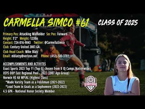 Video of Carmella Simco - Grad 2025 - 2022-2023 Century United GA 07G / High School Highlights