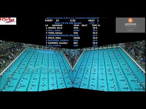 Video of 2023 SES LC Championship 13 14 Boys 100 Breast B Final Marios Gerasimopoulos 1st Place