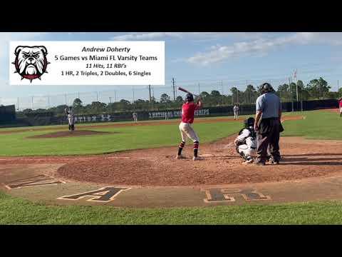 Video of Andrew Doherty - North Gwinnett vs 5 Miami FL Varsity Teams!  11 Hits, 11 RBIs!