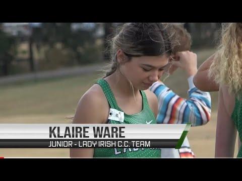 Video of Klaire Ware of Shamrock Tx competes for the Lady Irish cross country team 