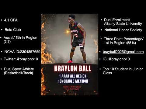Video of '25 Braylon Ball Assist Highlights|2023-2024 Season|