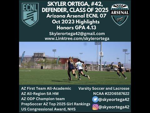 Video of Skyler Ortega, 2025 ECNL Defender, #42 Arizona Arsenal ECNL U17 October 2023 Highlights