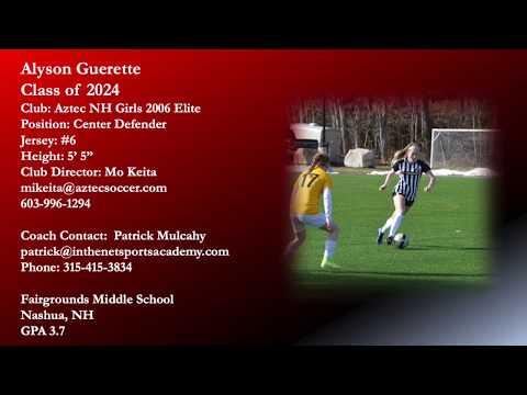 Video of Alyson Guerette 2024 Soccer Highlight Video 2020