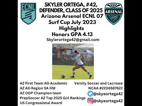 Video of Skyler Ortega, 2025 ECNL Defender, #42 Arizona Arsenal ECNL U17 Surf Cup Highlights July 2023
