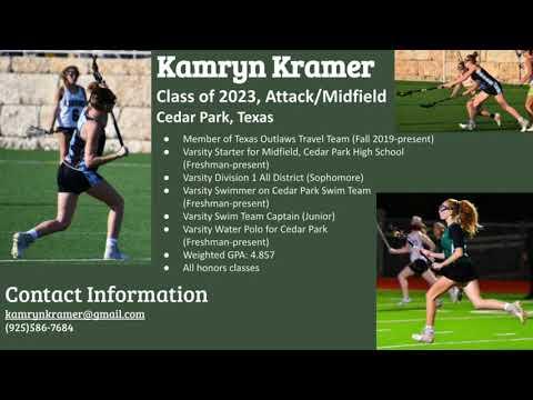 Video of Kamryn Kramer Lacrosse Highlight Reel 2021