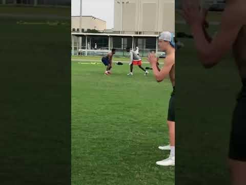 Video of Kaden King 1 on 1 s with UF Receiver Jacob Copeland , and UWF receiver Rodney Coates
