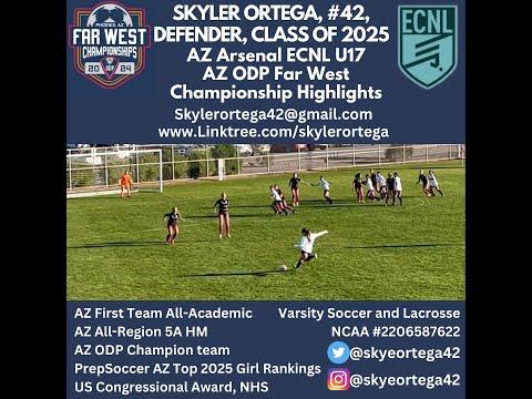 Video of Skyler Ortega 2025 Left ECNL Defender, AZ ODP U17 Far West Championship Finalists Jan 2024 #ecnl