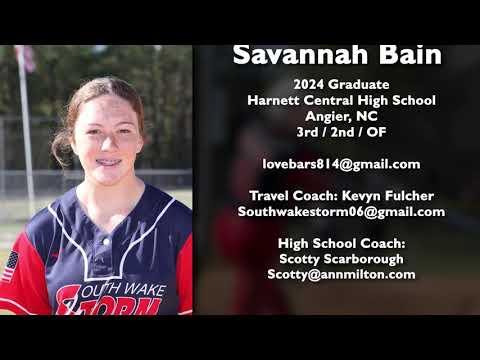 Video of Savannah Bain, 2024, 3B/2B/OF - Skills Video APR 2022