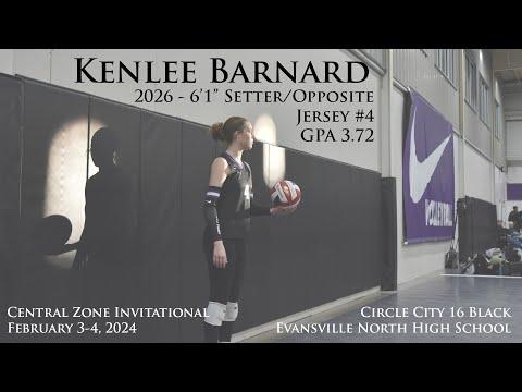 Video of Kenlee Barnard 2026 - 6'1" Setter/Opposite - Central Zone Invitational Feb 3-4, 2024