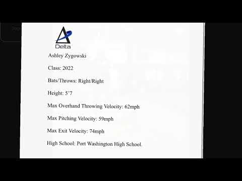 Video of Ashley Zygowski 2022 Grad 3B/OF/RHP