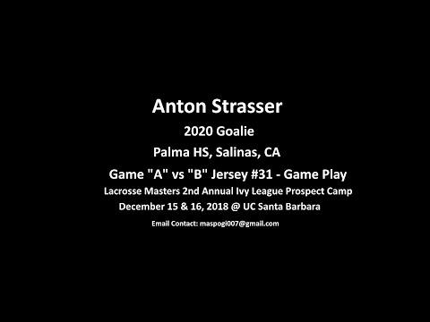 Video of Anton Strasser #31, Lacrosse Masters Ivy League Prospect Camp @ UC Santa Barbara, Dec 2018