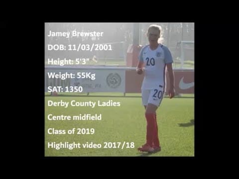 Video of Jamey Brewster class of 2019 midfielder soccer scholarship highlight video 2017/18