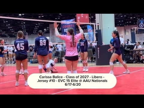 Video of Carissa Balice #10 Libero Class of 27’ Volleyball Highlights - AAU Nationals 6/17-6/20