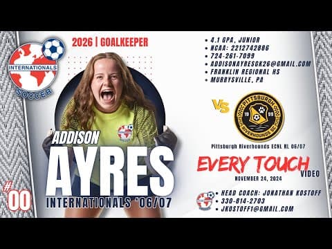 Video of Every Touch Video 11/24/2024 ECNL RL vs PGH Riverhounds