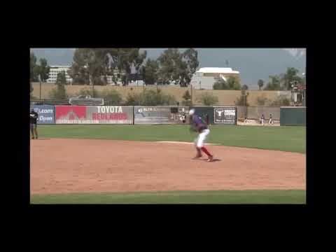 Video of Jack 8/15 fielding and hitting purple jersey #3 short pants/red socks