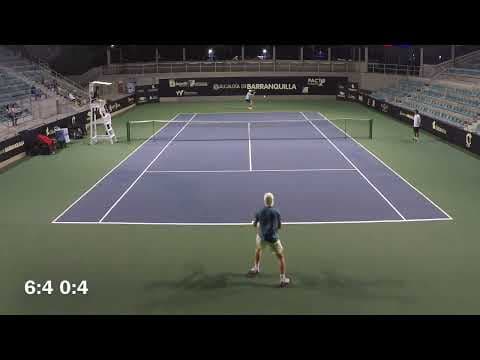 Video of Matthias(white cap/dark blue pants) J300 Barranquilla QF vs Oliver Bonding (#40 in World) UTR 12.64 - 6:7(3)