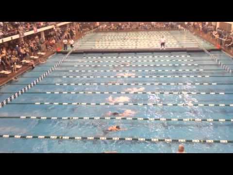 Video of 2016 sectional meet 200 medley relay- 3rd lane from the bottom black cap (breaststroke leg)