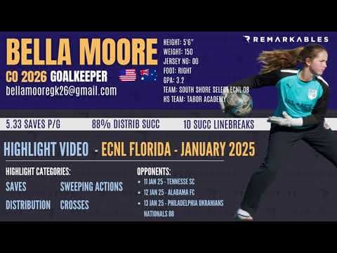 Video of ECNL Showcase South Shore Select January 2025