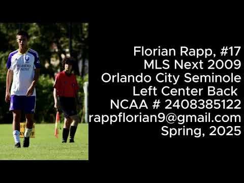 Video of Florian Rapp, 2009 MLS Next Left-Footed Centerback, Spring 2025