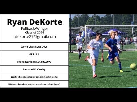 Video of Ryan DeKorte 2021-22 Highlights