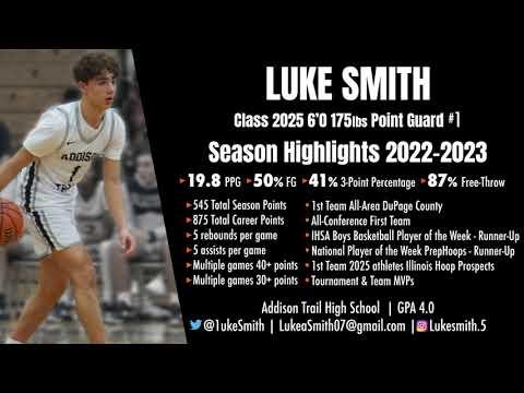 Video of Season Highlights - High School 22-23 - Second Year Varsity PG - Luke Smith 2025 - Record Breaking Year.