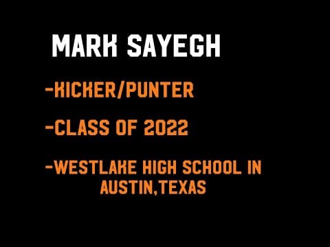 Video of Mark Sayegh Class of 2022 Kicker/Punter Season Highlights 2020