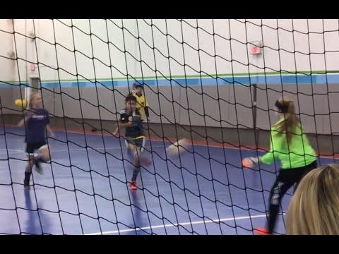 Video of Belle playing futsal on Roadrunners, jersey #2