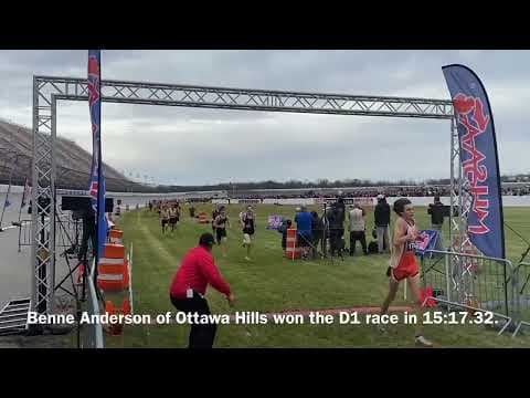 Video of See Division 1 all-state boys cross the finish line at 2022 MHSAA L.P. cross country state finals