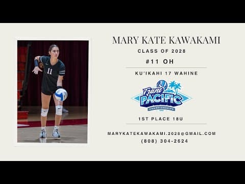 Video of Mary Kate Kawakami #11 TransPacific AAU 18's Division.  Kuikahi 17's Wahine 1st Place