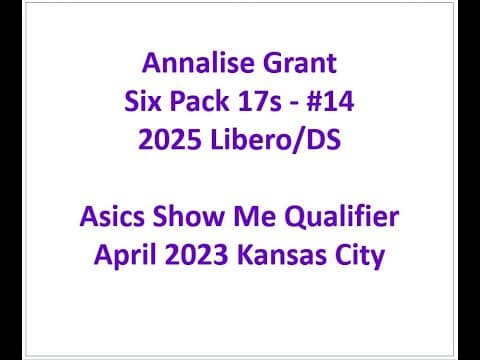 Video of Annalise Grant #14 Six Pack 17s - Asics Show Me Qualifier KC Highlights April 1-3 2023