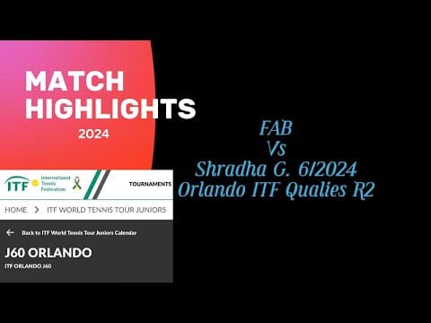 Video of Jr Tennis: Fatimah B vs Shradha G. J60 ITF Orlando - June2024
