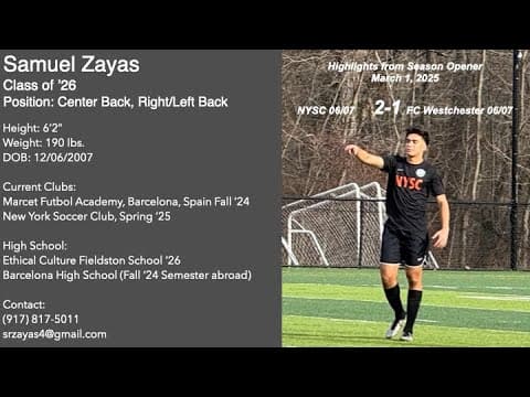 Video of Samuel Zayas, Spring Season Opener, NYSC