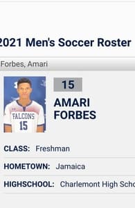 Amari Forbes Men's Soccer recruiting profile image