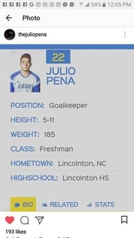 Julio Pena Men's Soccer recruiting profile image