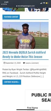 Zurich Ashford Football recruiting profile image