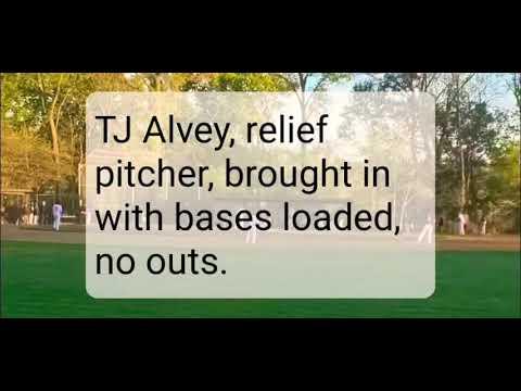 Video of TJ Alvey pitching, inherited bases loaded, strikes out side