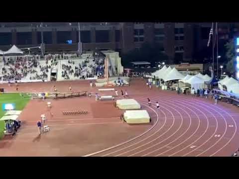Video of Texas 4a State Track Meet: 4x4 Relay - 3rd leg- white shirt and blue shorts in last - 5/7/21