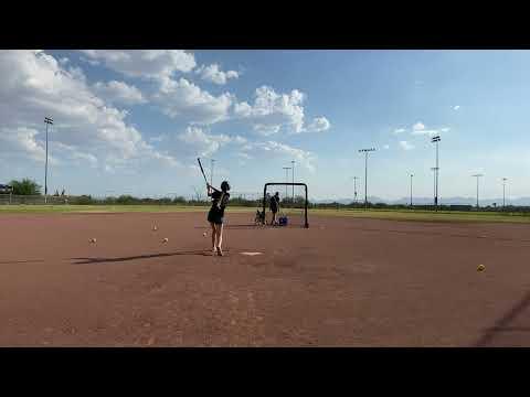 Video of Lauren Sizemore 2023 Machine Hitting June 19, 2022 - 61 MPH from 33 feet = 68 MPH fastball