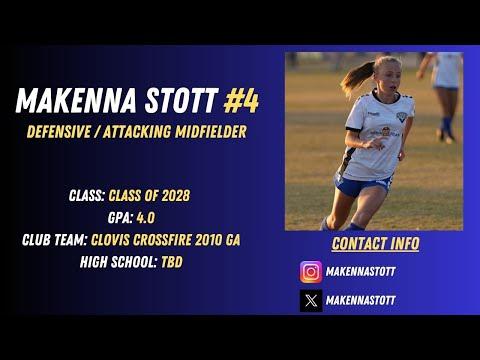 Video of Makenna Stott | C/O 2028 | Defensive Midfielder | 4.0 GPA |