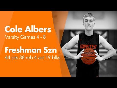 Video of #42 Cole Albers 2026 PF/C - Minster Varsity Freshman Season Games 4-8