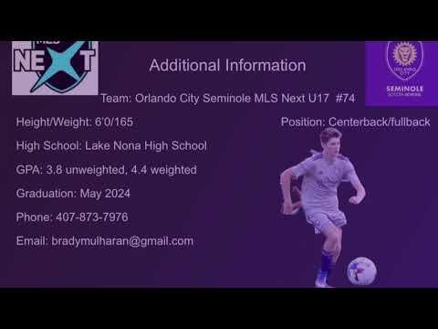 Video of Brady's Highlights against Inter Miami U17 Academy