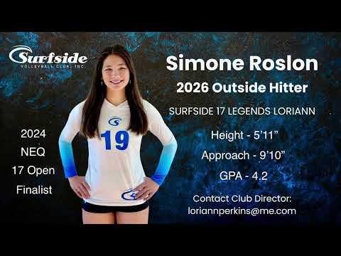 Video of 3/8/24-3/10/24 Simone Roslon #19 2026 OH Surfside 17 PV Legends Philadelphia NEQ 17 Open Finalist