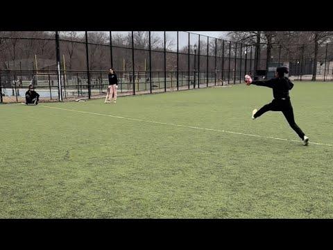 Video of Me pitching & hitting (girl with pink glove and black hoodie)