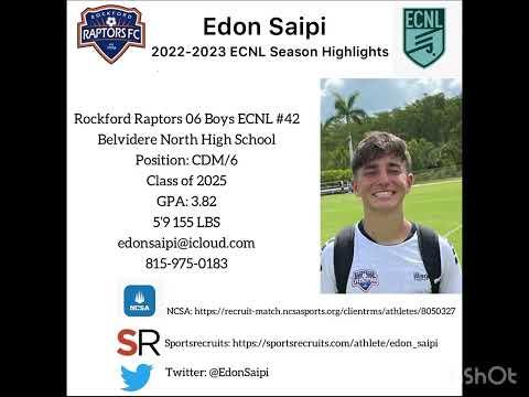 Video of Edon Saipi (#42) 2022-2023 ECNL Season Rockford Raptors Highlights