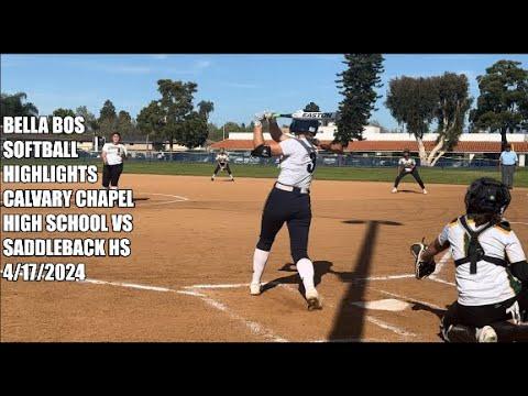 Video of GRAND SLAM, Triple, Single, 4 Runs, 4 RBI, Caught/Pitched in One Game, Bella Bos Softball, 4/17/24
