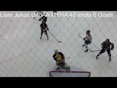 Video of 40 save shutout Liam Jukus 32 MYHA 18U AA Gold 111222