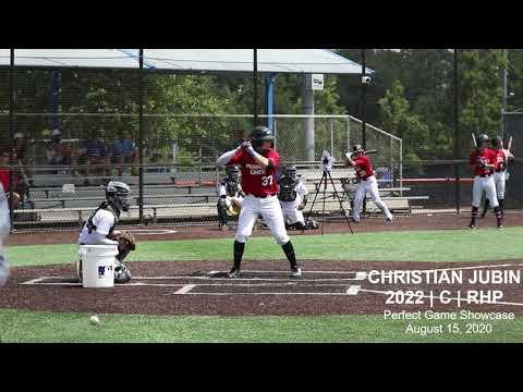 Video of CHRISTIAN JUBIN 2022 | C | RHP | 08/15/2020 PG Showcase BP and Pop Time Highlights