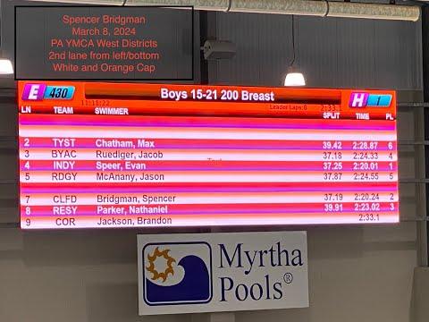 Video of 2024 YMCA Districts 200 Breaststroke