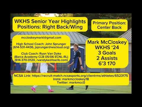 Video of Mark McCloskey Senior Year High School Highlights 2023